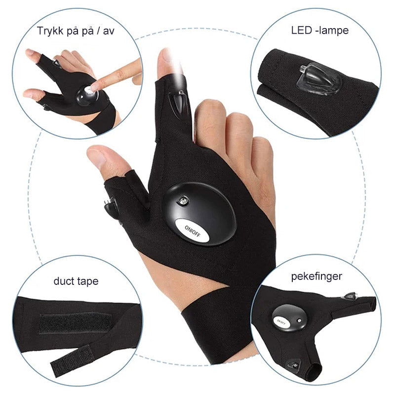 Lighty™ | LED-hansker med vanntette lys